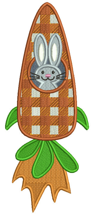 Carot Rocket Ship Easter Bunny Filled Machine Embroidery Design Digitized Pattern
