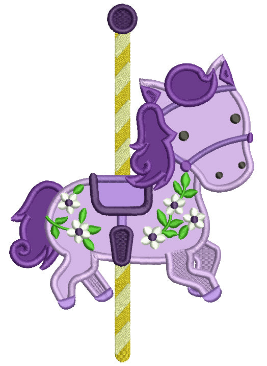 Carousel Horse Applique Machine Embroidery Design Digitized