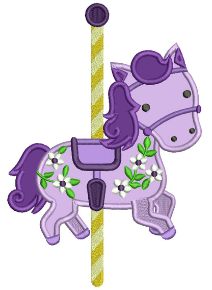 Carousel Horse Applique Machine Embroidery Design Digitized