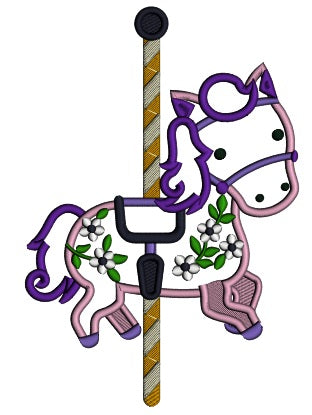 Carousel Horse Applique Machine Embroidery Design Digitized