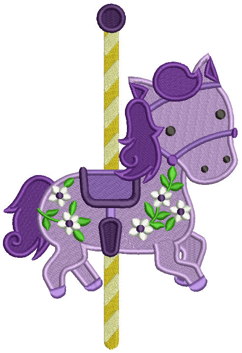 Carousel Horse Filled Machine Embroidery Design Digitized