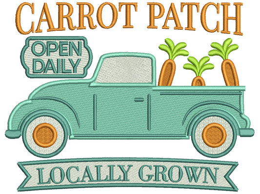 Carrot Patch Open Daily Locally Grown Truck With Carrots Filled Machine Embroidery Design Digitized Pattern