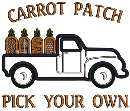 Carrot Patch Pick Your Own Easter Applique Machine Embroidery Design Digitized Pattern