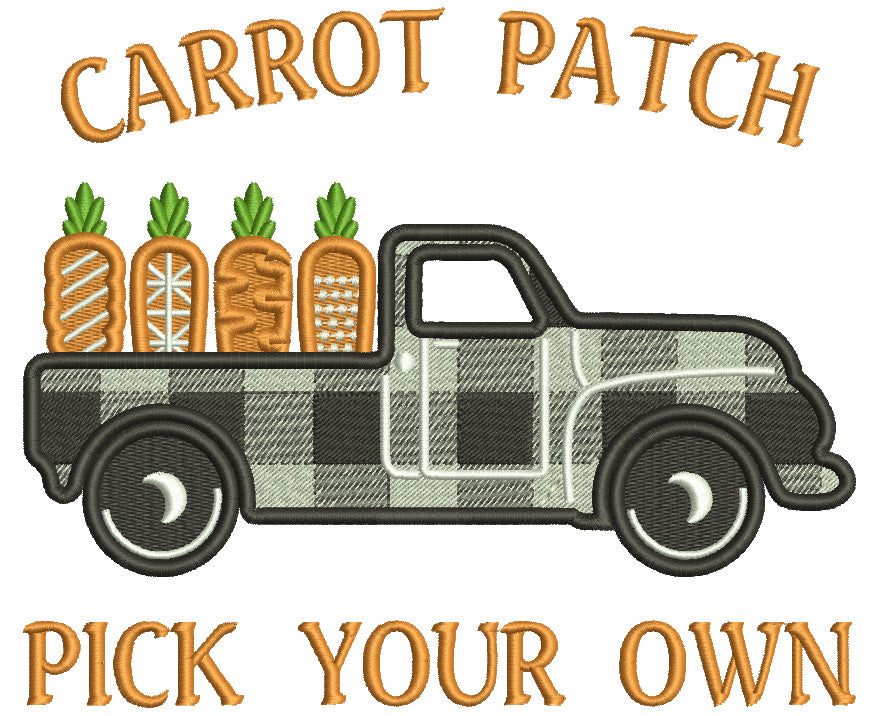 Carrot Patch Pick Your Own Easter Filled Machine Embroidery Design Digitized Pattern