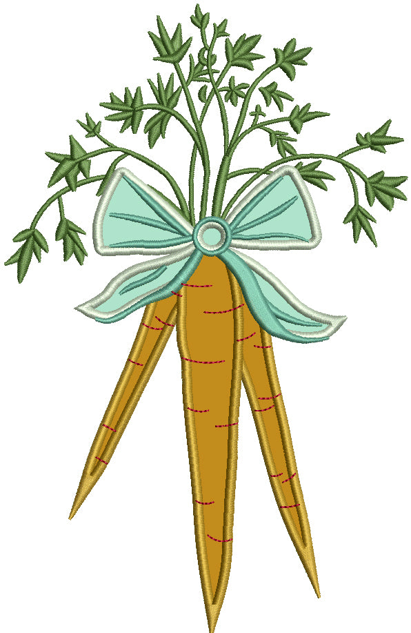 Carrots With a Bow Applique Machine Embroidery Design Digitized Pattern