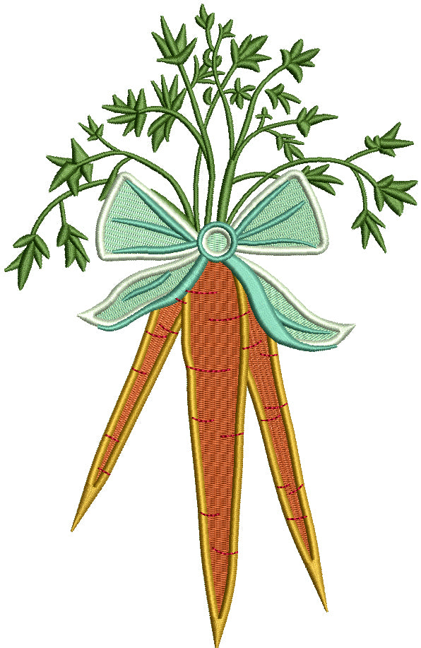 Carrots With a Bow Filled Machine Embroidery Design Digitized Pattern