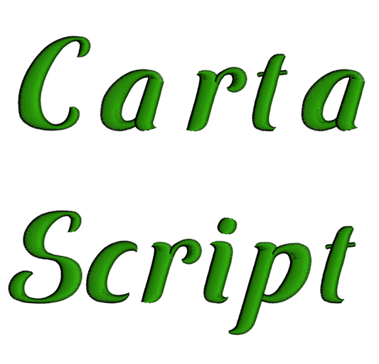 Carta Script Machine Embroidery Font Upper and Lower Case 1 2 3 inches