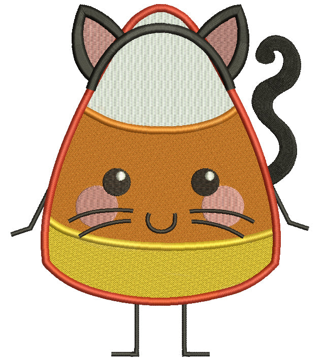 Cat Candy Corn Halloween Filled Machine Embroidery Digitized Design Pattern