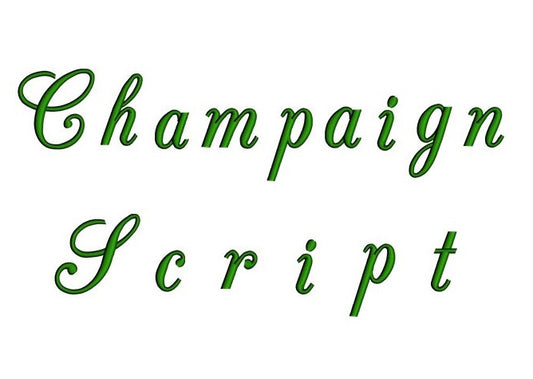 Champagne Satin Script Machine Embroidery Font Upper and Lower Case 1 2 3 inches