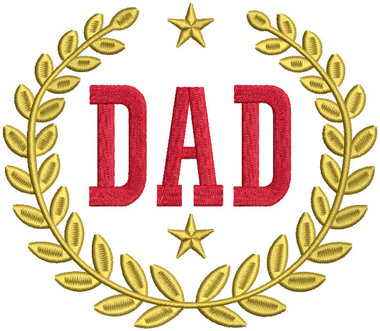 Champion Dad With Golden Stars Filled Machine Embroidery Design Digitized Pattern