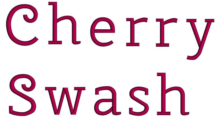 Cherry Swash Machine Embroidery Font Satin Upper and Lower Case 1 2 3 inches