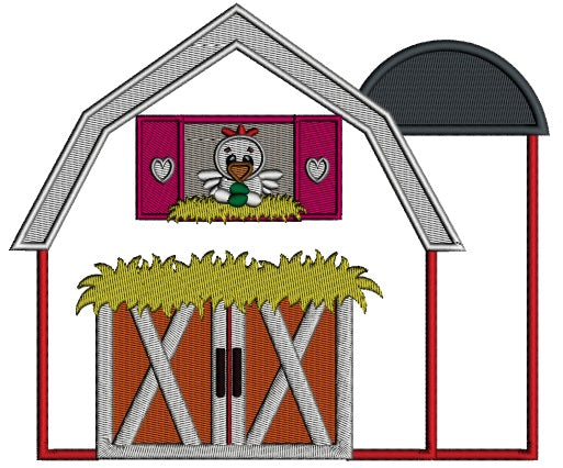 Chicken Barn Applique Machine Embroidery Design Digitized Pattern