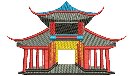 Chinese Oriental Palace Filled Machine Embroidery Digitized Design Pattern