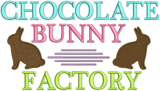 Chocolate Bunny Factory Easter Filled Machine Embroidery Design Digitized Pattern