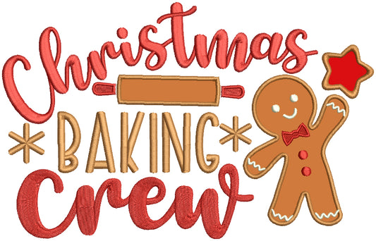Christmas Baking Crew Gingerbread Man Applique Machine Embroidery Design Digitized Pattern