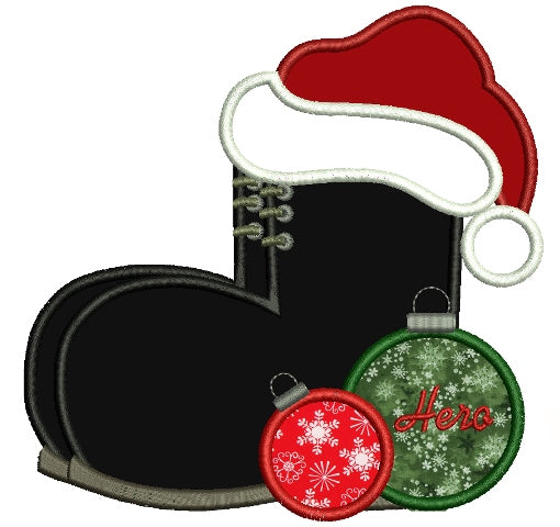Christmas Boot Applique Machine Embroidery Digitized Design Pattern