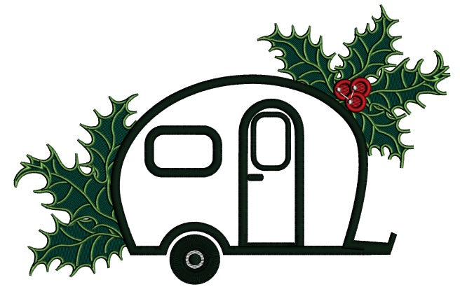 Christmas Camper Winter Applique Machine Embroidery Design Digitized Pattern