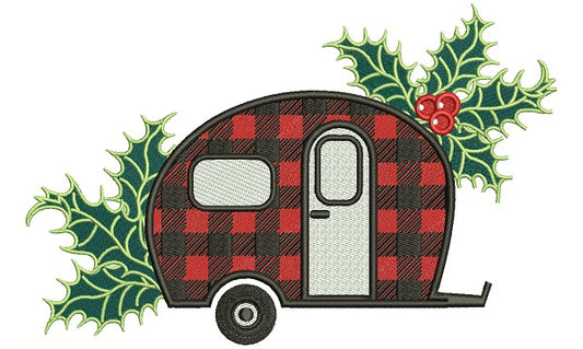 Christmas Camper Winter Filled Machine Embroidery Design Digitized Pattern