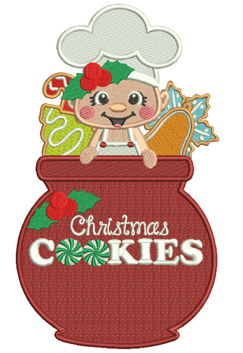 Christmas Cookies Little Chef Filled Machine Embroidery Design Digitized Pattern