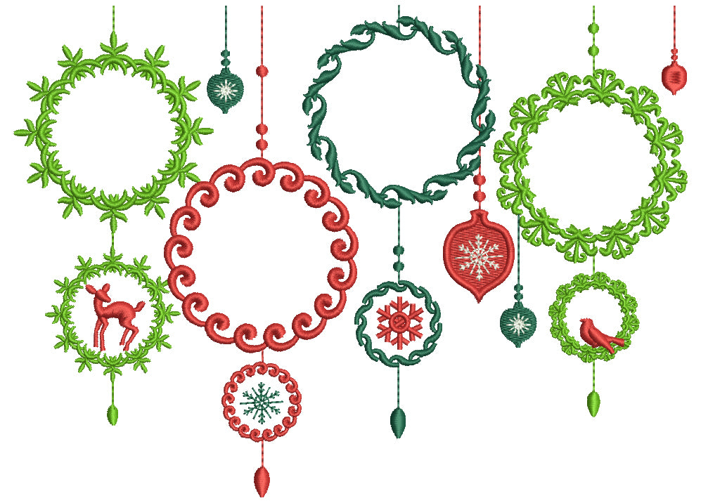 Christmas Decorations And Ornaments Filled Machine Embroidery Design Digitized Pattern