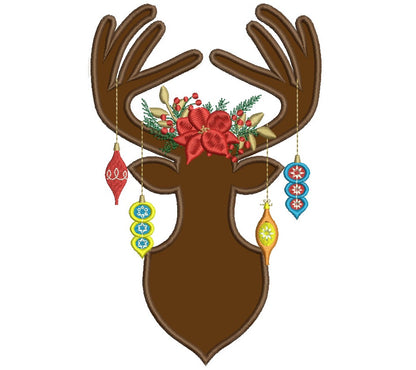 Christmas Deer Applique Hutning Machine Embroidery Country Digitized Design Pattern
