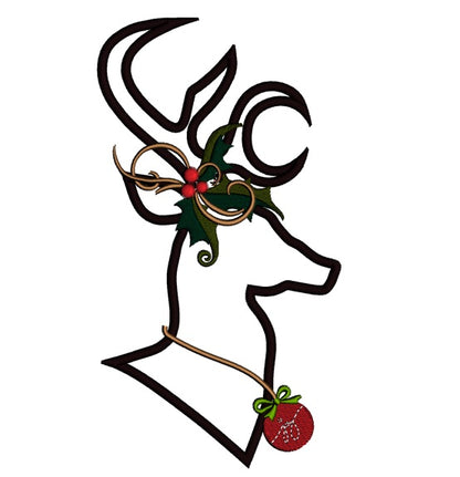 Christmas Doe Applique Hunting Machine Embroidery Country Digitized Design Pattern