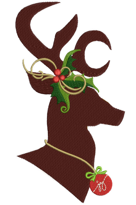 Christmas Doe Filled Hunting Machine Embroidery Country Digitized Design Pattern