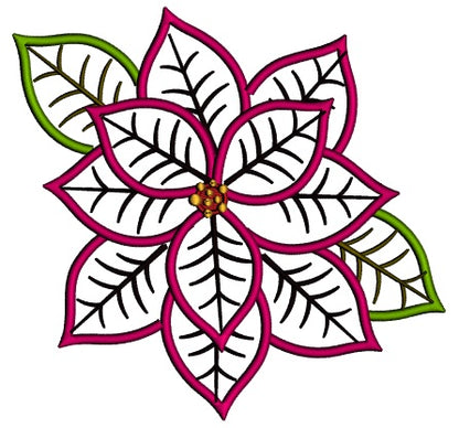 Christmas Flower Applique Machine Embroidery Design Digitized Pattern