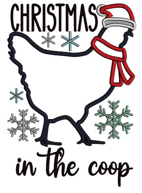 Christmas In The Coop Applique Machine Embroidery Design Digitized Pattern