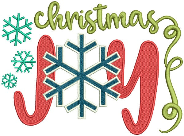 Christmas Joy With Snowflake Filled Machine Embroidery Design Digitized Pattern