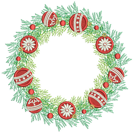 Christmas Ornaments Wreath Christmas Filled Machine Embroidery Design Digitized Pattern