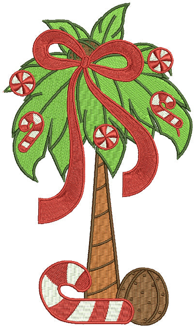 Christmas Palm Tree Filled Machine Embroidery Design Digitized Pattern