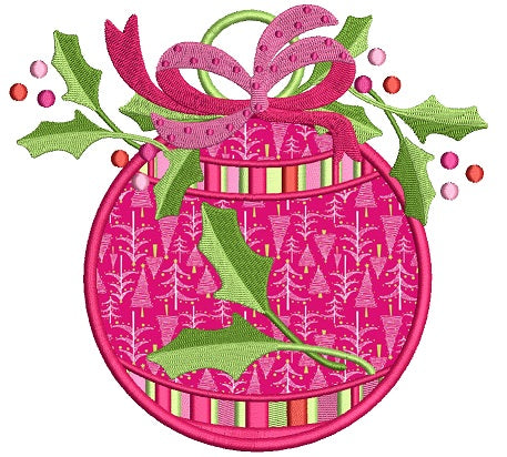 Christmas Tree Ornament Applique Machine Embroidery Design Digitized Pattern