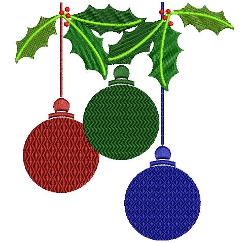 Christmas Tree Ornaments Filled Machine Embroidery Digitized Design Pattern