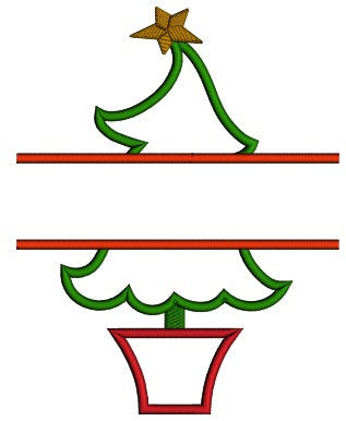 Christmas Tree Split Applique Machine Embroidery Digitized Design Pattern