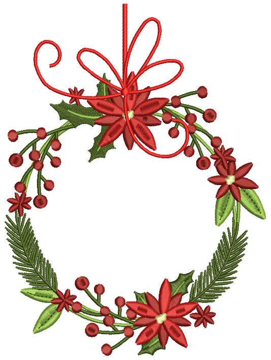Christmas Wreath Filled Machine Embroidery Design Digitized Pattern