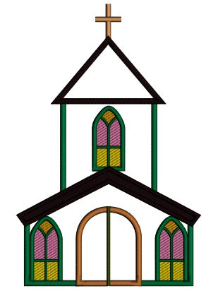 Church Building Applique Religious Machine Embroidery Design Digitized Pattern