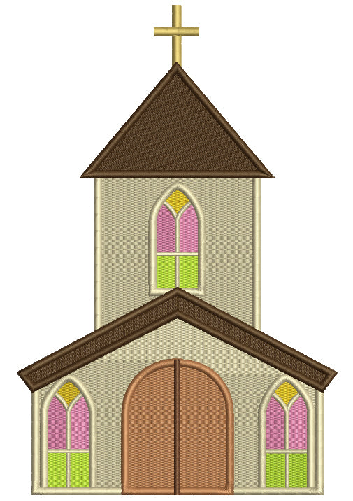 Church Building Filled Religious Machine Embroidery Design Digitized P ...