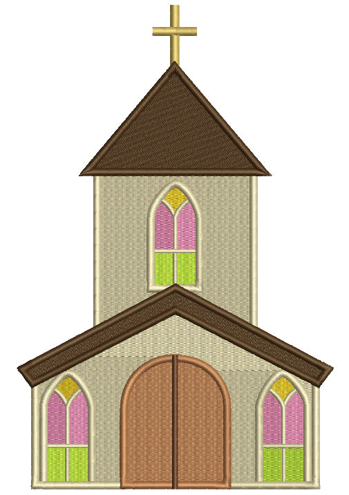 Church Building Filled Religious Machine Embroidery Design Digitized Pattern