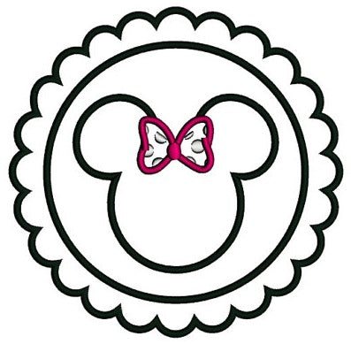 Circle Minnie Mouse Ears Applique Machine Embroidery Digitized Pattern- Instant Download - 4x4 ,5x7,6x10 -hoops