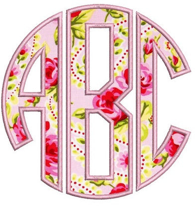 Circle Monogram Applique Machine Embroidery Large Font 3 4 5 inches