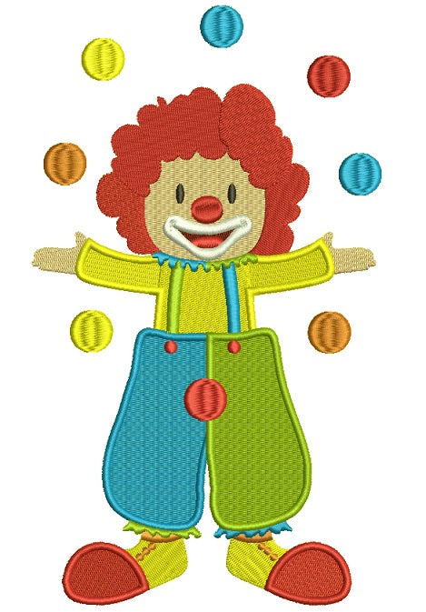Circus Clown Juggling Balls Filled Machine Embroidery Digitized Design Pattern