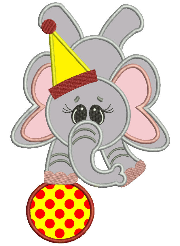 Circus Elephant Balancing on a ball Applique Machine Embroidery Digitized Design Pattern