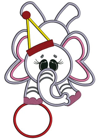 Circus Elephant Balancing on a ball Applique Machine Embroidery Digitized Design Pattern