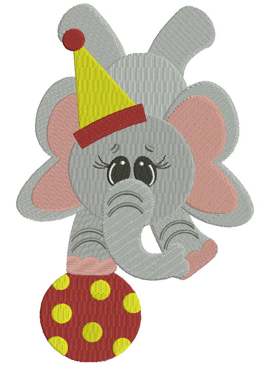 Circus Elephant Balancing on a ball Filled Machine Embroidery Digitized Design Pattern