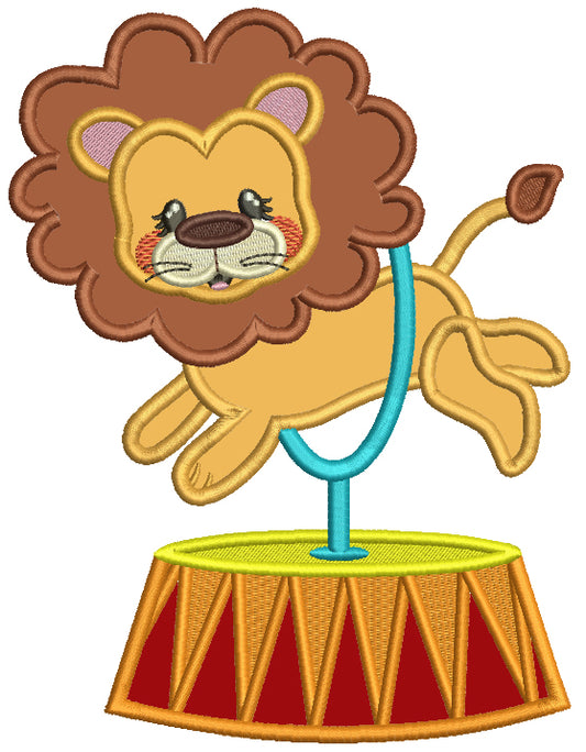 Circus Lion Jumping Through The Hoop Applique Machine Embroidery Design Digitized Pattern