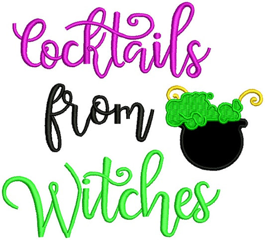 Cocktails From Witches Halloween Applique Machine Embroidery Design Digitized Pattern