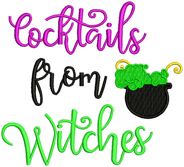 Cocktails From Witches Halloween Filled Machine Embroidery Design Digi ...