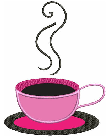 Coffee Cup Applique Machine Embroidery Digitized Design Pattern