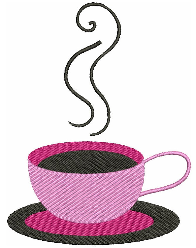 Coffee Cup Filled Machine Embroidery Digitized Design Pattern